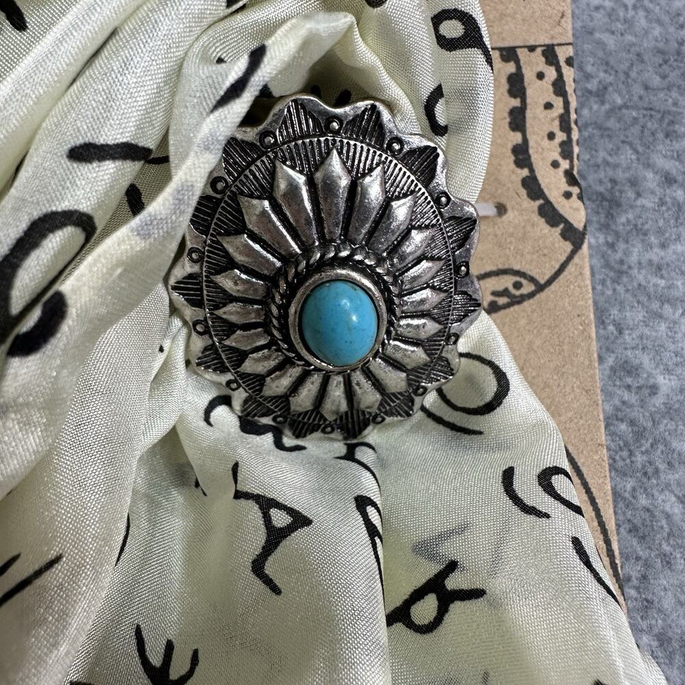 NWT Tipi Western Wild Rag Scarf 34x34 Turquoise Concho Slide Cowboy Cowgirl